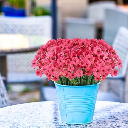 22 Bunches of Outdoor Artificial Flowers Rose Red