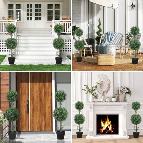 2 x Boxwood Artificial Tree Potted Set