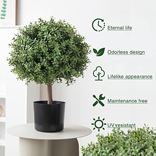 LUWENER 2 Pack Fake Boxwood Topiaries for Home Decor