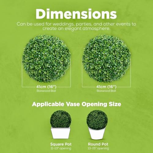 Faux Boxwood Ball Topiary - Realistic UV-Protected
