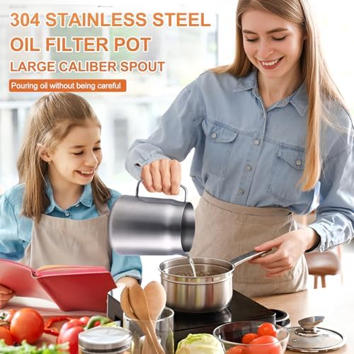 Stainless Steel Multifunctional Oil Filter Pot 68oz