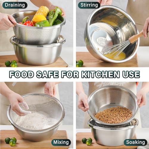 Perfectly Durable 304 Stainless Steel Colander Bowl Set