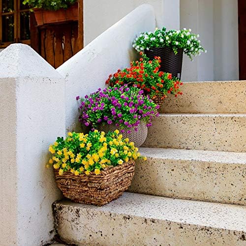 12-Piece White Fake Flowers for Outdoor Decor