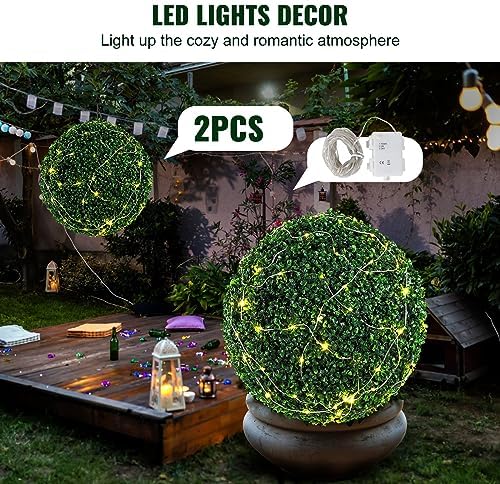 20 Artificial Plant Topiary Balls with LED Lights
