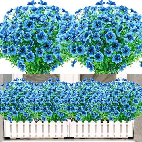 Gorgeous Artificial Fake UV-Resistant Flowers Outdoors Blue