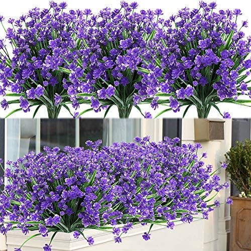 ArtBloom Outdoor Artificial Flowers 8 Bundles Purple