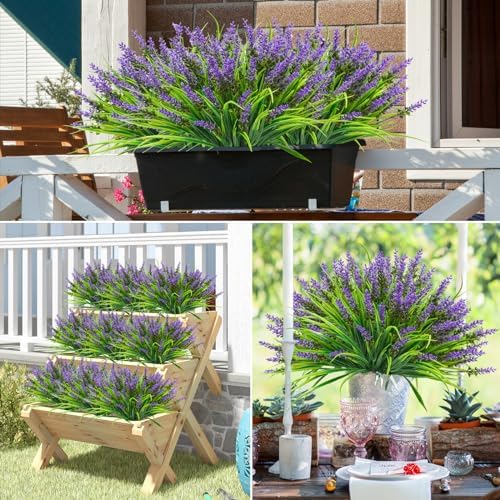 40 Bundles Artificial Monkey Grass with Lavender Flowers Purple