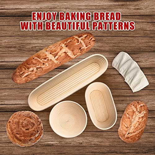 Banneton Bread Proofing Basket Set for Professional Home Bakers Set of 3