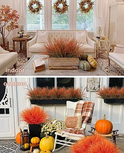Artificial Fall Outdoor Fake Grass Plant Orange