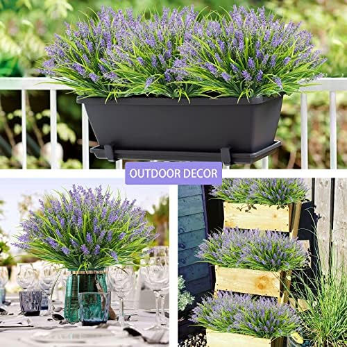 24 Bundles Artificial Grass Fake Plants for Outdoor Use