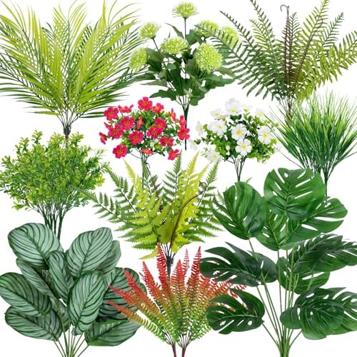 20 Pcs Artificial Plants for Outdoor Garden Decor