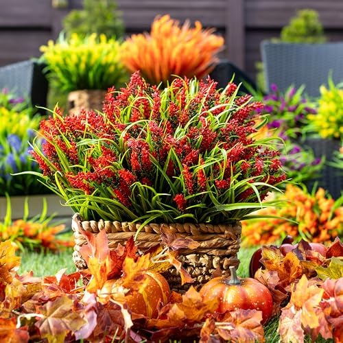 20-Bundle Fake Lavender Outdoor Flowers UV-Resistant for Deck Backyard