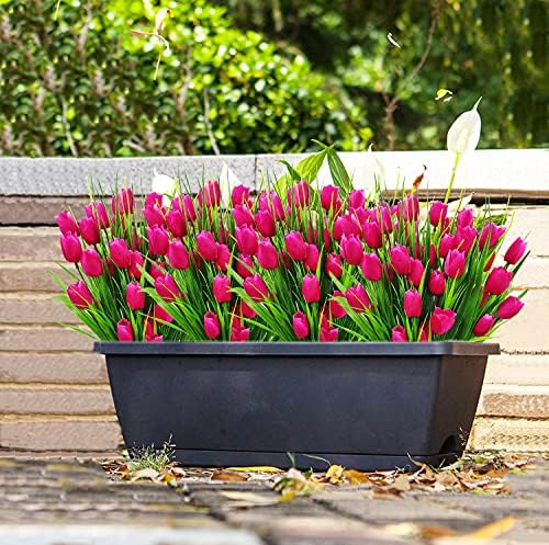 Vibrant 8-Bundle Rose Red Fake Tulips