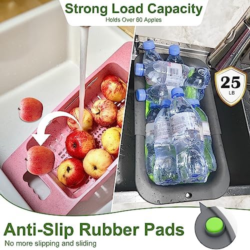Collapsible Silicone Kitchen Colander Expandable Over the Sink Strainer