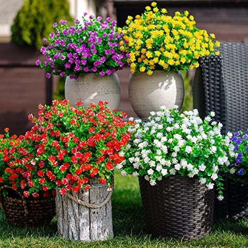 12-Piece White Fake Flowers for Outdoor Decor