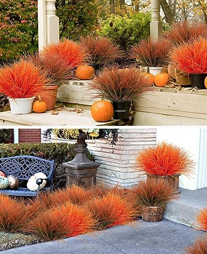 Artificial Fall Outdoor Fake Grass Plant Orange