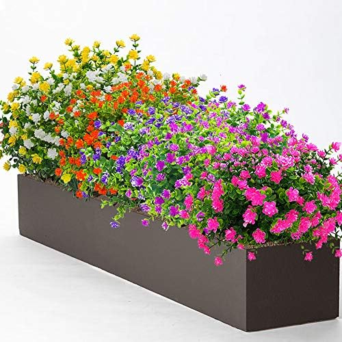 Grunyia 10 Bundles Fake Pink-Eucalyptus artificial flowers UV Resistant