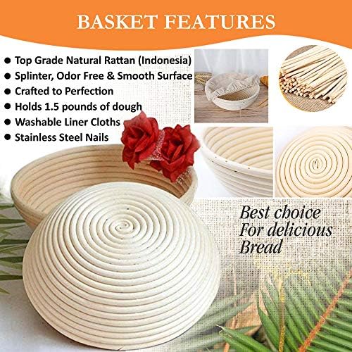 Sourdough Bread Starter Kit with Easy Proofing Baskets Dough Whisk More