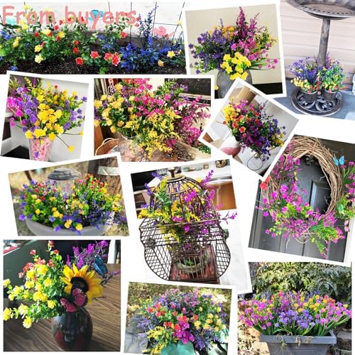 Yastouay 9 bundles artificial flowers for outdoor decoration