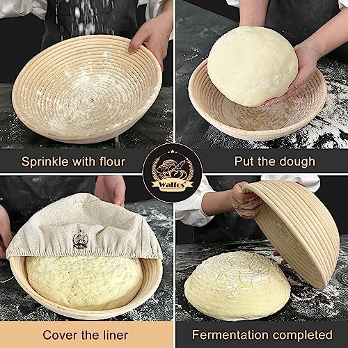 Walfos Bread Proofing Basket Liner 6 Pack 10 Inch Round