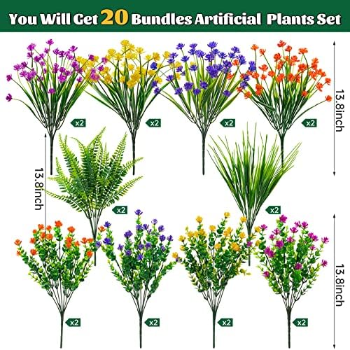 Lnoicy 20 Bundles Fake Flowers