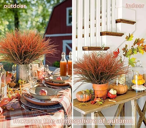 Artificial Fall Outdoor Fake Grass Plant Orange