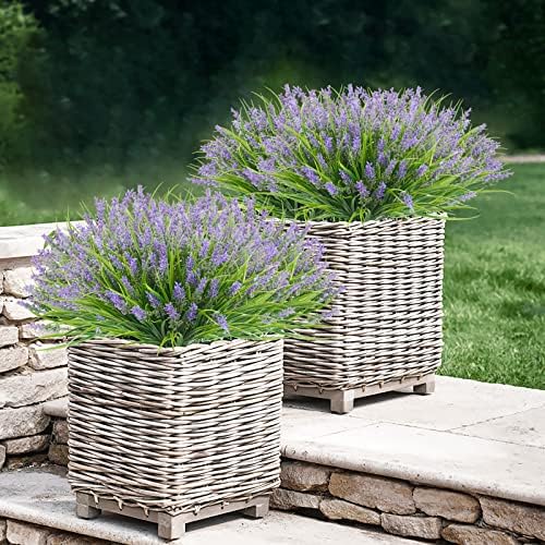 24 Bundles Artificial Grass Fake Plants for Outdoor Use