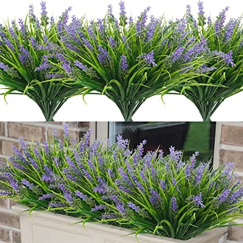 24 Bundles Artificial Grass Fake Plants for Outdoor Use