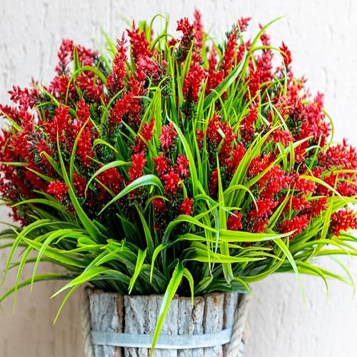 20-Bundle Fake Lavender Outdoor Flowers UV-Resistant for Deck Backyard