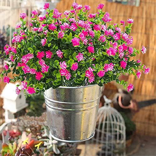 Grunyia 10 Bundles Fake Pink-Eucalyptus artificial flowers UV Resistant