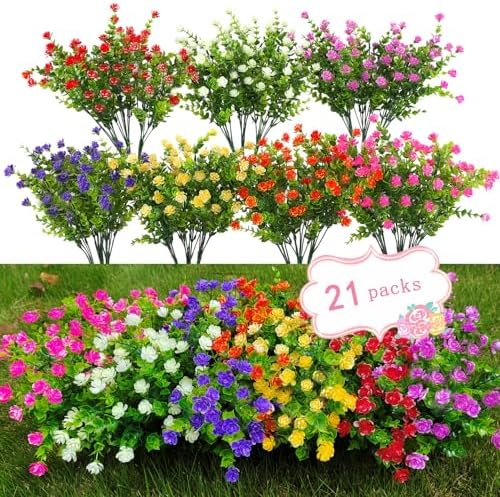 21 Bundles Fake Outdoor Plants UV Resistant