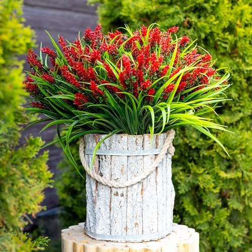 20-Bundle Fake Lavender Outdoor Flowers UV-Resistant for Deck Backyard