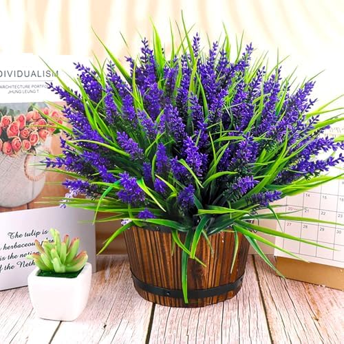 Lavender Artificial Plants with UV-Resistant Fake Flowers for Home Garden