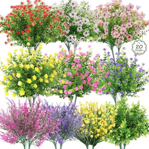 20-Bundle Artificial Fake Flowers for Outdoor Use