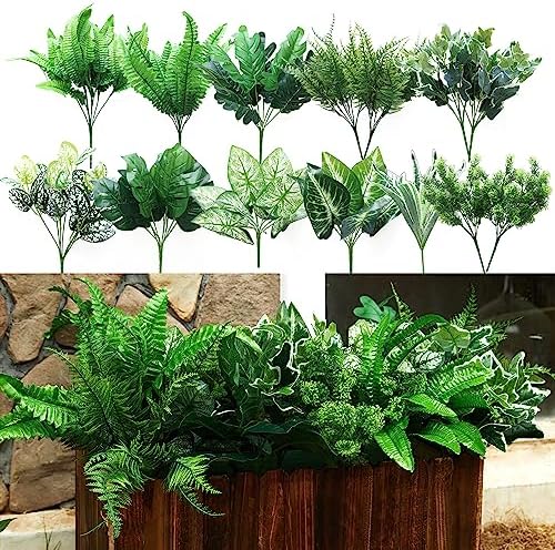 14 Bunch Realistic Fake Plants Outdoor Decor