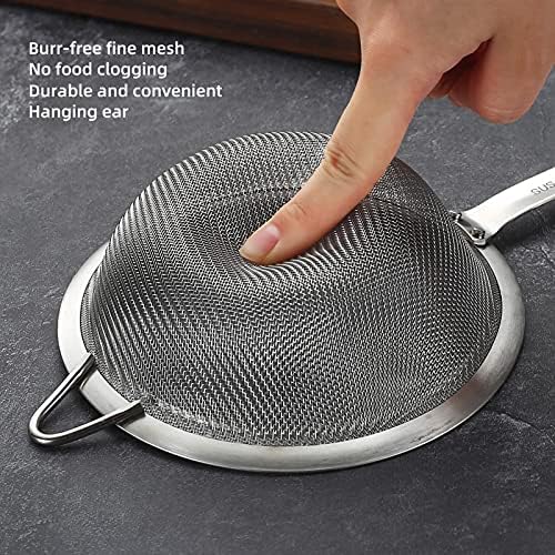304 Stainless Steel Fine Mesh Strainer with Handle for Kitchen Lab Needs