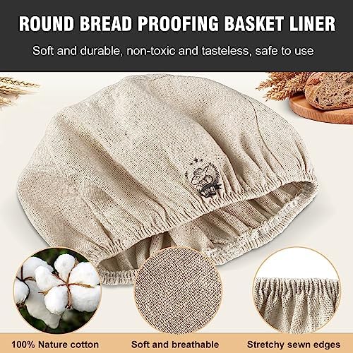 Walfos Bread Proofing Basket Liner 6 Pack 10 Inch Round