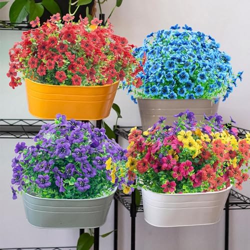 Gorgeous Artificial Fake UV-Resistant Flowers Outdoors Blue
