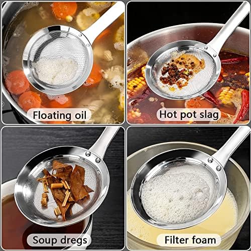 3-Pack Stainless Steel Strainers with Handle for Cooking Baking