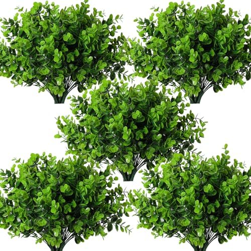 8-Pack Boxwood Bushes Greenery Faux Eucalyptus Outdoor Decor