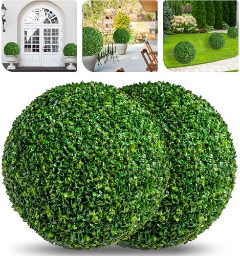 Elegant Faux Boxwood Topiaries for Outside Decor