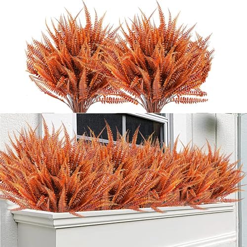 6 PcsFall Artificial Boston Fern Plants UV Resistant FOR HOME DINING GARDEN