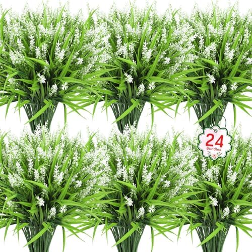 Ouddy Decor Fake Outdoor artificial planted flowers 24 bundles