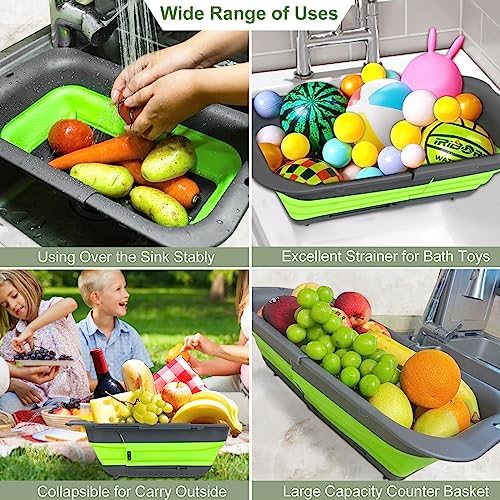 Collapsible Silicone Kitchen Colander Expandable Over the Sink Strainer